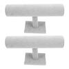 2er Pack Samt T-Bar Armbandhalter Organizer Schmuckaufsteller Scrunchie Haargummis Uhrenständer Für
