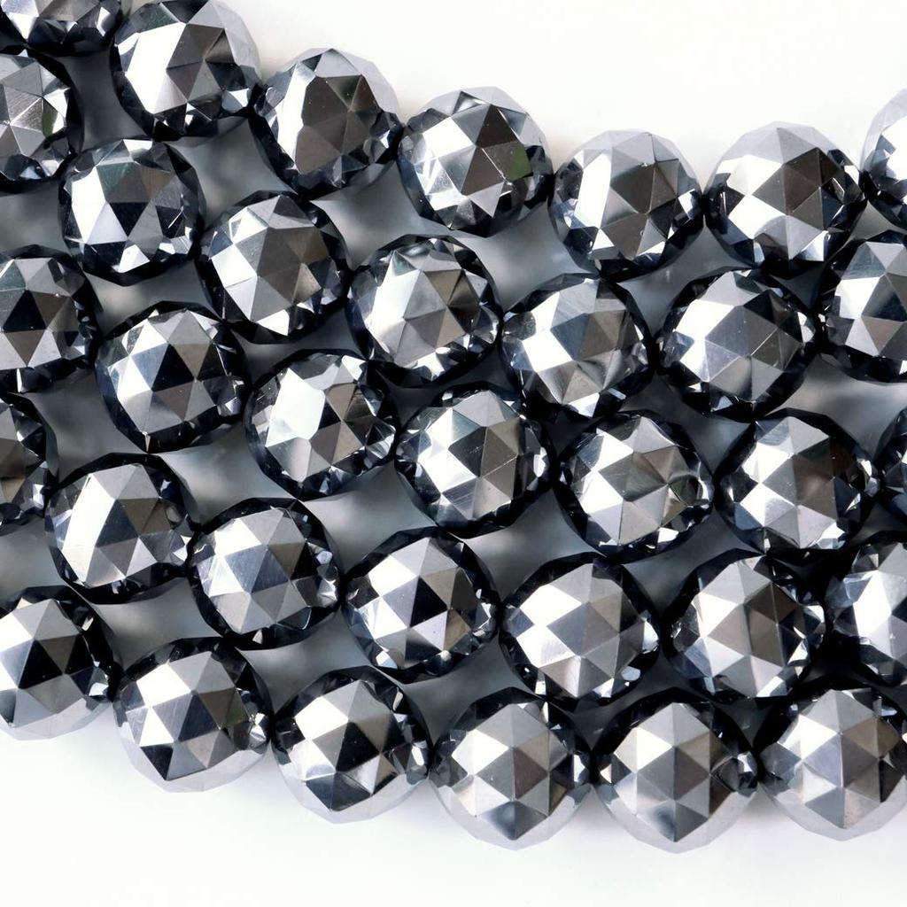 [GOLD STONE] Terahertz Ore 100-Facet Cut Beads, 40cm Long, Star Cut, Triangle Cut, Handmade Accessories, Sold In Strands, 10mm