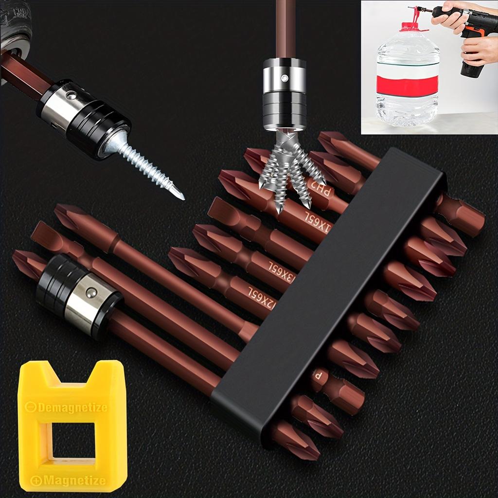 Set Biți Magnetici pentru Șurubelniță Oțel Aliaj Anti-Alunecare Biți Lungi de Găurit Coadă Hexagonală 1/4 Design Rafinat Magnetism Puternic, Bit Inel pentru Șurub PH2