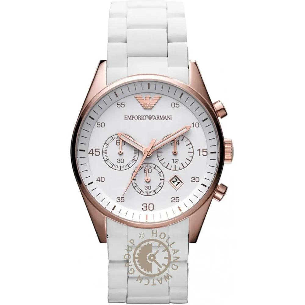 Emporio Armani Tazio Large White Metal Men s Chrono Quartz Watch AR5919 белый