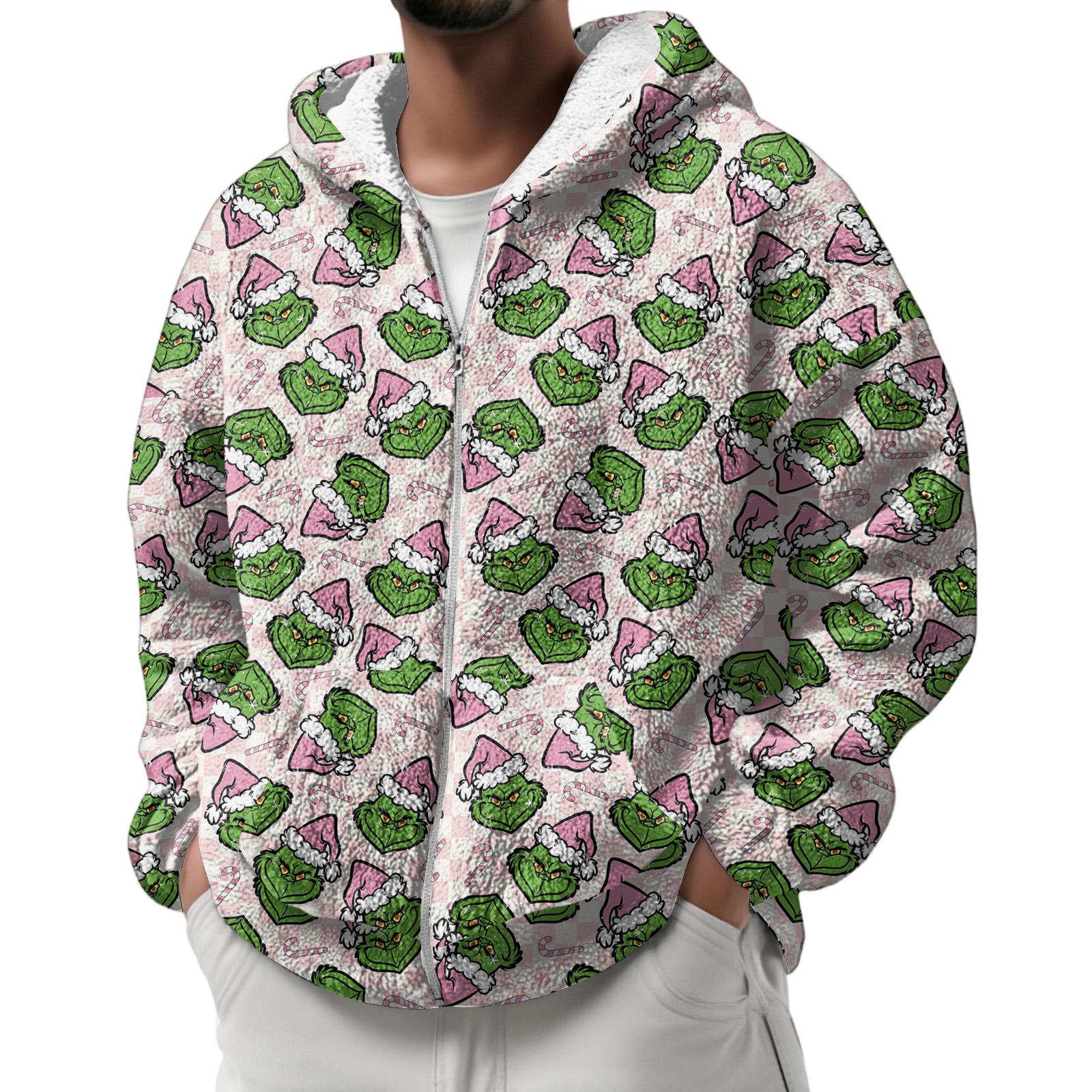 

Мужская зимняя флисовая толстовка с капюшоном на молнии с накладным карманом, повседневная куртка XXXL розовый