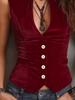 Women S Sleeveless Velvet Button Front Slim Fit Vest