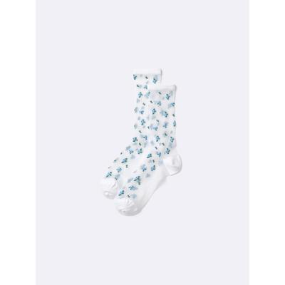 Sheer Crew Socks  Flower 