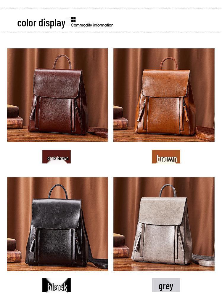 2025 Autumn/Winter Women's Genuine Leather Waterproof Backpack - Simple, Versatile for Travel, School, and Business
