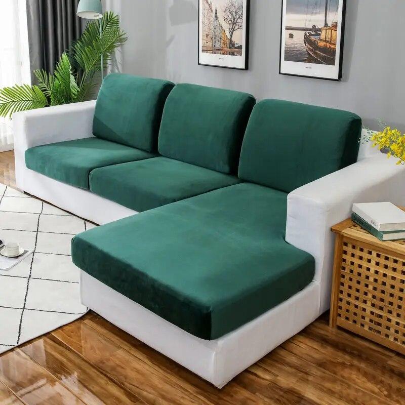 Velvet Sofa Cover Elastic Backrest Cover Thick Solid Color Living Room Corner Sofa Bed Furniture Protection Cover Super Soft