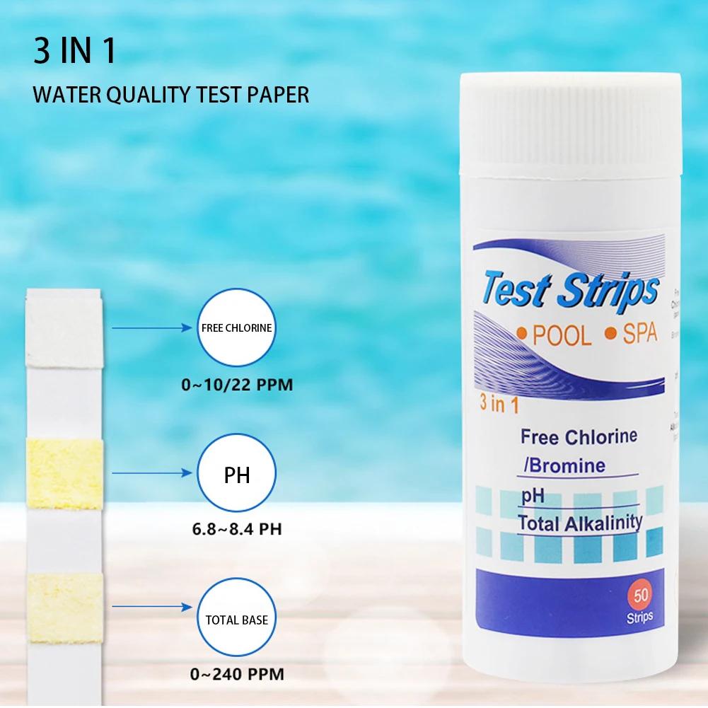 

50/100 шт. 3/4/5/7 в 1 тест-полоски для определения pH воды, легкое определение остаточного хлора, щелочности, жесткости для бассейна
