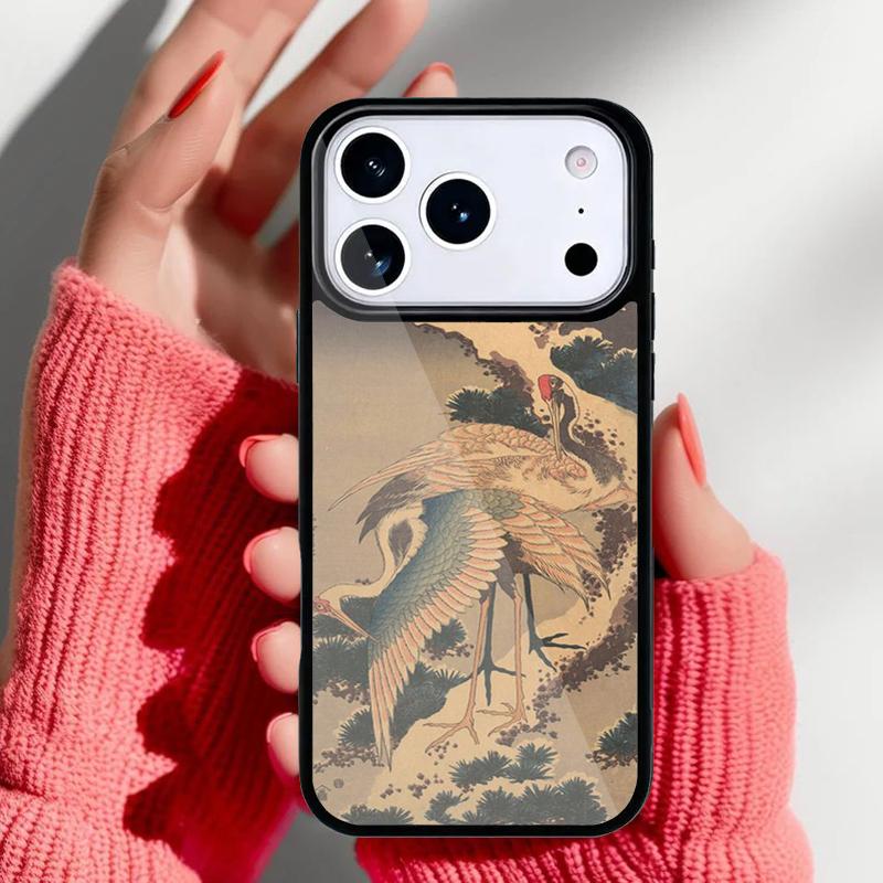 Japanese Cranes Art Phone Case for iPhone 17 16 15 14 13 Pro Max Back Cover for 12 11 Pro Coque