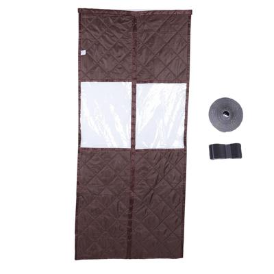Insulated Door Curtain with Transparent Window Magnet Closure Wind and Cold Proof Door Cover for Winter 34.65x85.04