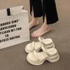 High sense of advanced heightened thick-soled cool slippers women wear small sandals in summer casual beach shoes wedge heel one-word drag
