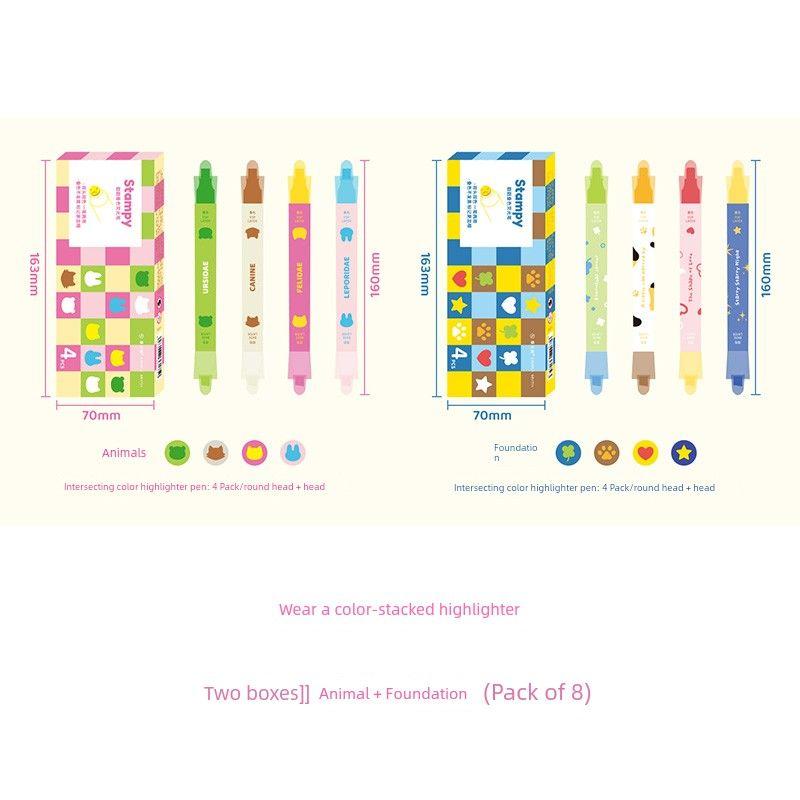 

На ручке написано, что штамп - это штабелируемая флуоресцентная ручка. Красивый блокнот для заметок. Отметка. Выделение ключевых моментов штриховой ручкой. [Two Boxes] Animal + Foundation (8 Pack)