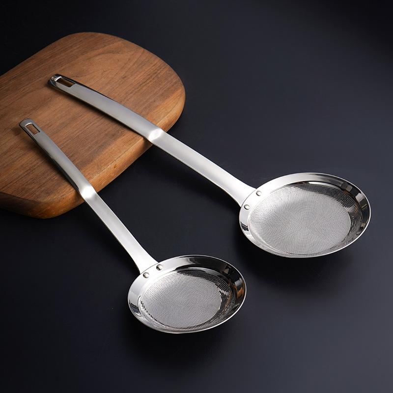 Multi-functional Hot Pot Fat Skimmer Spoon 304 Stainless Steel Fine Mesh Food Strainer for Skimming Grease and Foam