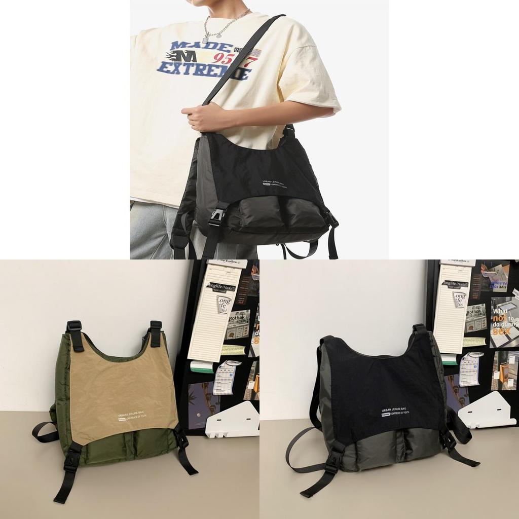 Mountain Theme Lightweight Nylon Crossbody Bag With Zipper Closure For Casual Use