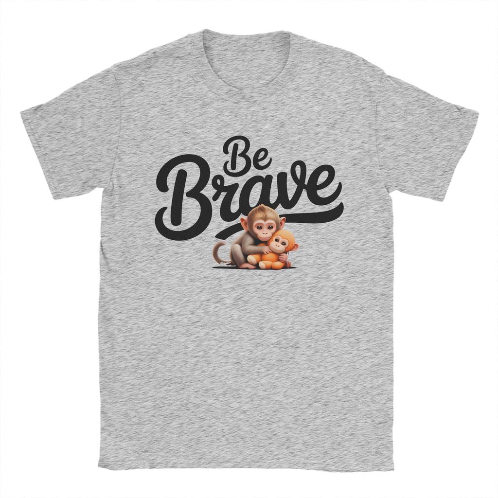 Unisex Womens Punch Monkey Be Brave T Shirts Pure Cotton Tops Casual Short Sleeve Round Neck Tee Shirt Plus Size TShirts