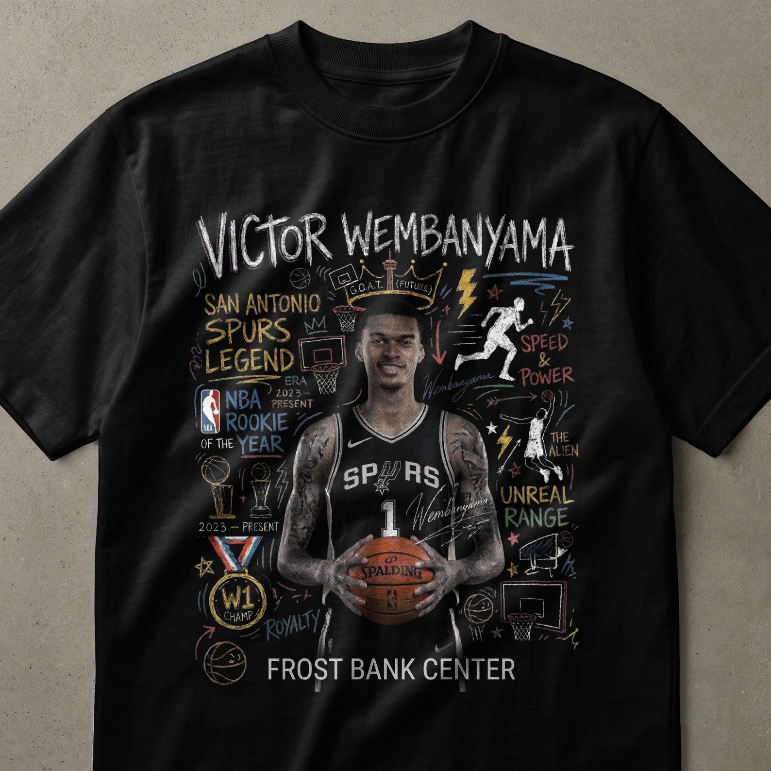 Victor Wembanyama Rookie T-Shirt | San Antonio Basketball Legend Fan Apparel | Future MVP Hoops Tee Gift for Men & Women L