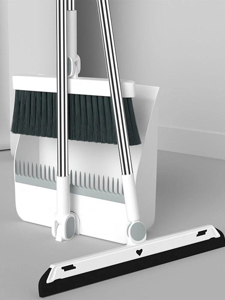 3Pcs/Set Thickened Folding Broom Dustpan Silicone Squeegee Set Household Cleaning Tool Sweeper Dust Pan Hair Sweeping Gadget New