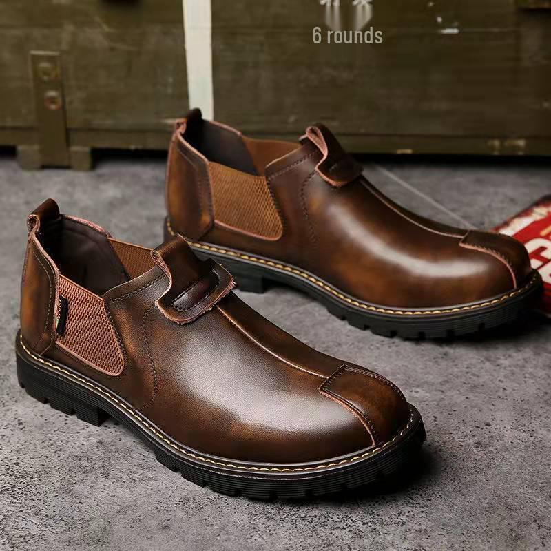 

Мужские ретро ботинки Мартин из кожи с низким верхом в британском стиле - Универсальная модная рабочая обувь Size 42, runs small