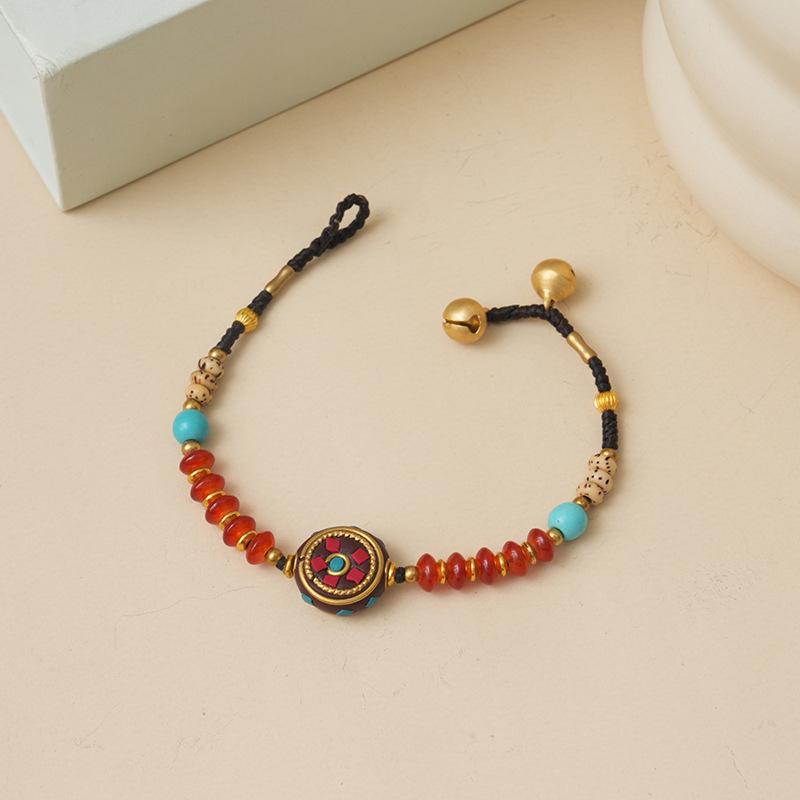 Bracciale a Campanella Etnico Tibetano Tessuto a Mano: Accessorio di Lusso di Nicchia Retrò