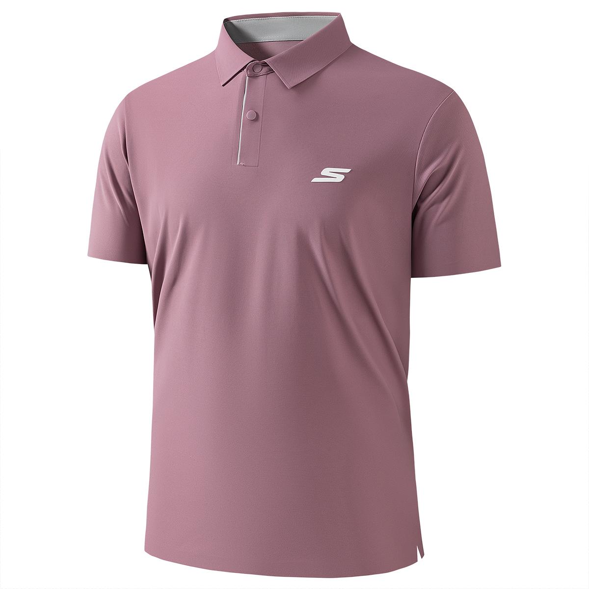 Skechers Casual Solid Color Summer Polo Shirt Unisex tops Light-Pink P226M204-04JD M