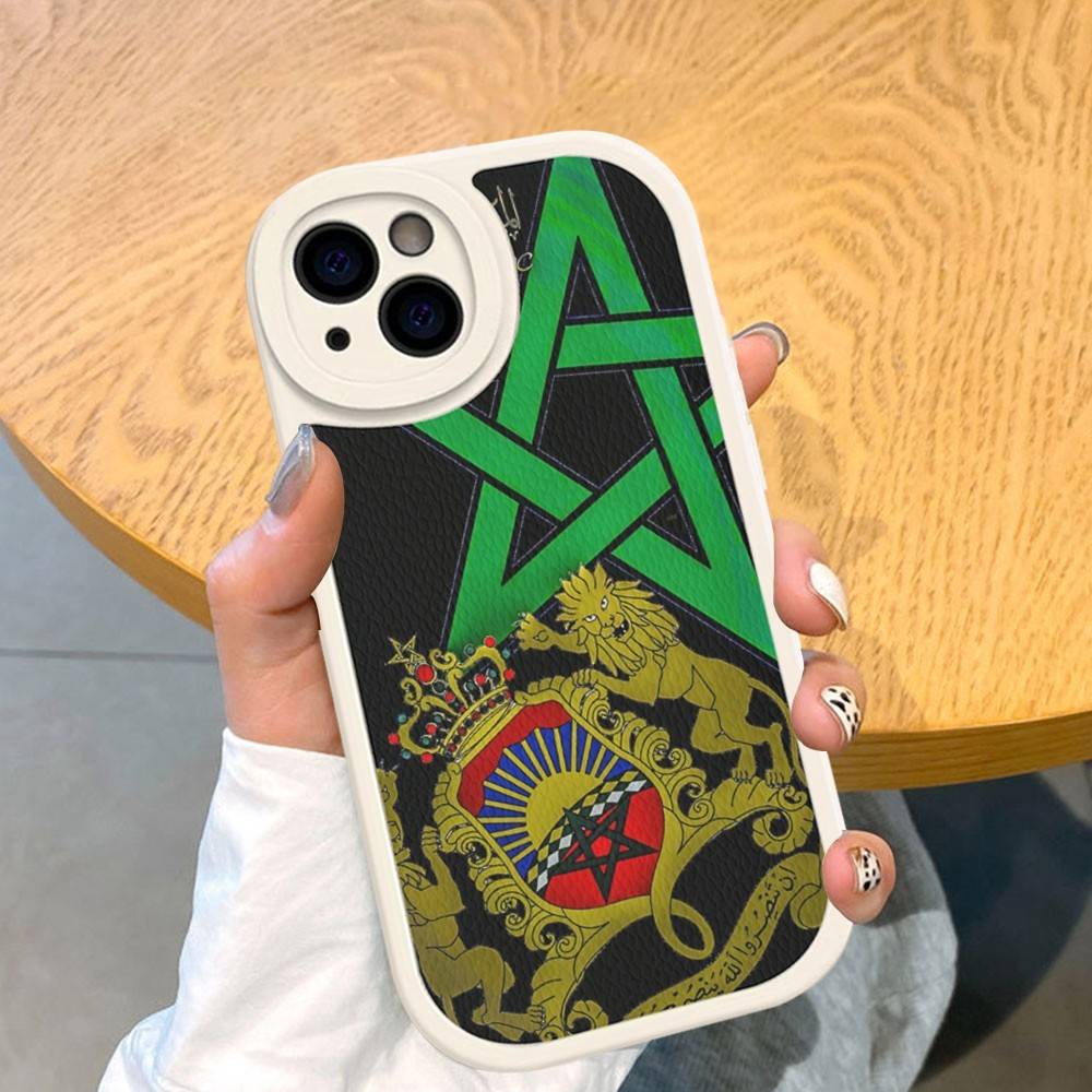 Morocco Map Flag For IPhone 16 15 14 13 12 11 Pro Max Plus Shockproof Leather Soft Phone Cover