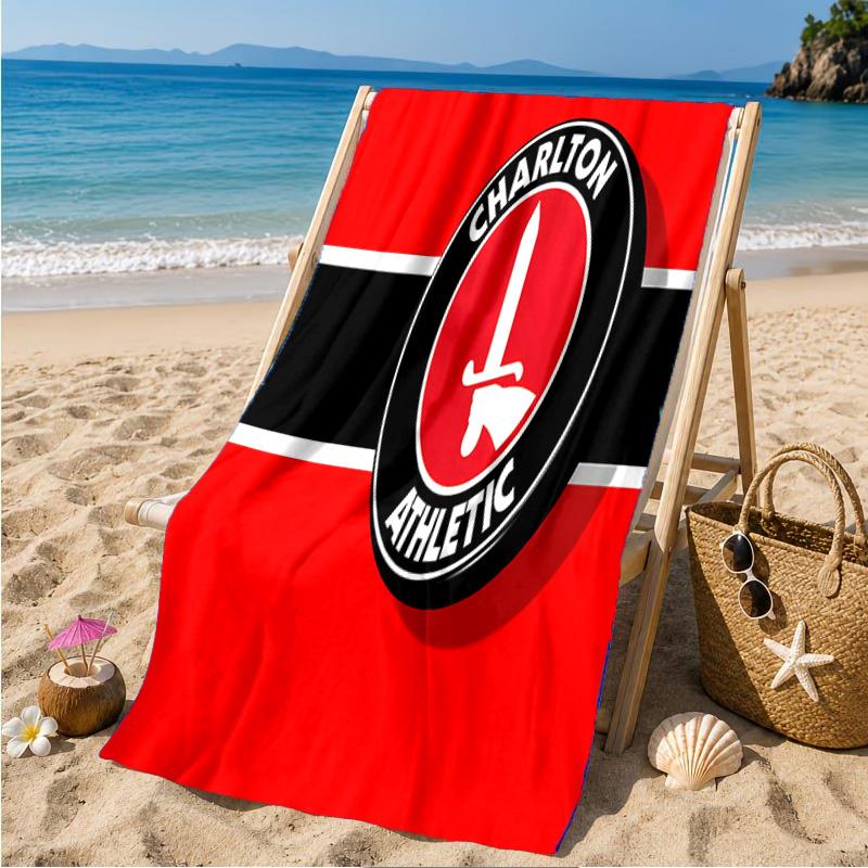 Charlton FC Crest Beach Towel Microfiber Beach Towel, Lightweight and Quick-Dry, for Summer Travel, Swimming Pool Fan Birthday Gift