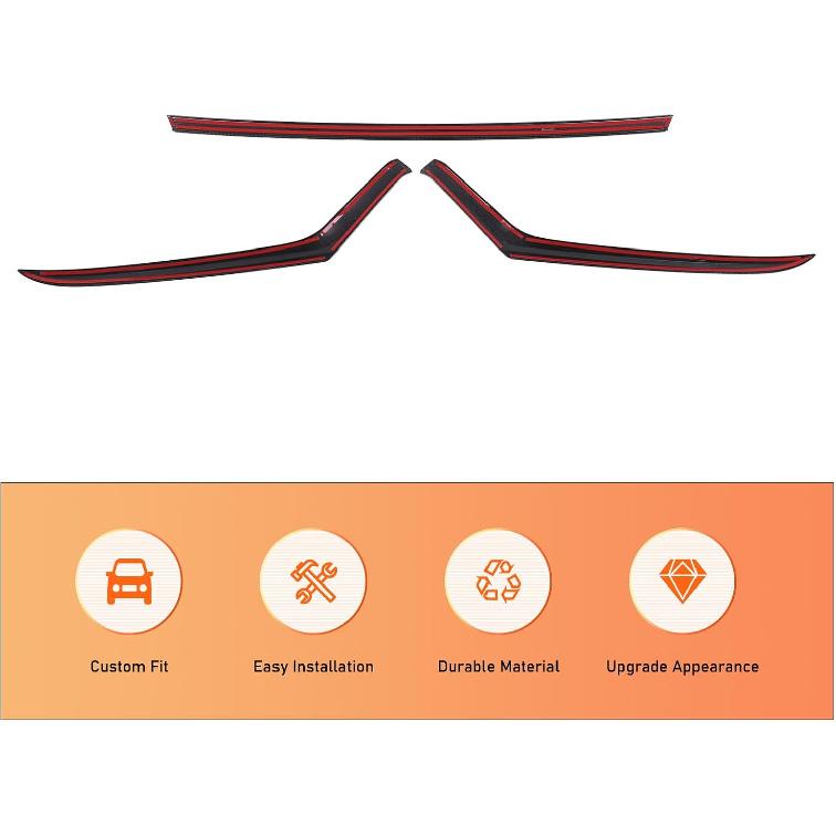 PIUGILH Front Hood Grille Panel Trim Molding Compatible with Toyota Grand Highlander 2024 2025 Accessories (Carbon Fiber Color)