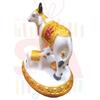 Handicraft Decorative Polystone Cow and Calf Big Statue/Idol for Gift Home Decor 3 inch (White Golden), Religious