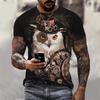 3D Geprint Cool Uilen T-shirt Voor Mannen Grappige Dierenpatroon T-shirts Zomer Oversized Ronde Hals Tops Korte Mouw T-shirts Streetwear