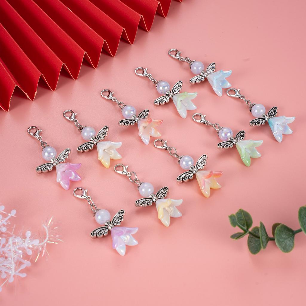 Pack of 50 Colorful Pearls Angelic Keychains Charm Pendant Decoration for Stylish and Lovely Accessories Daily Use