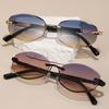 KAMMPT Vintage Rimless Sunglasses Men Multi-color Gradient Korean Style Trendy Fashion Sun Glasses