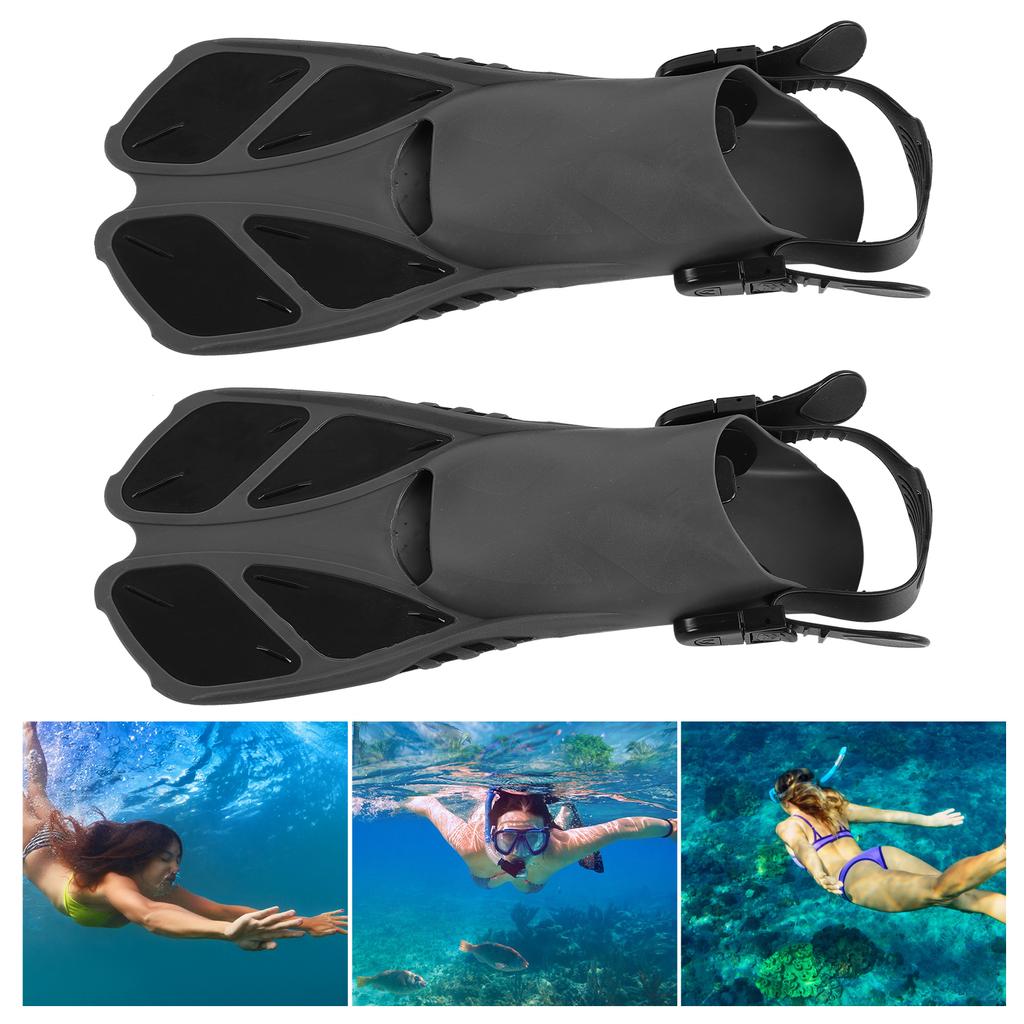 2pcs Adjustable Snorkeling Fins Soft TPR Open Heel Long Diving Flippers for SwimmingMD