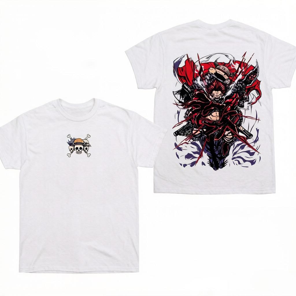 One Piece Luffy Transformation Form Printed Tshirt Anime Cotton Comfortable Parentchild Clothing