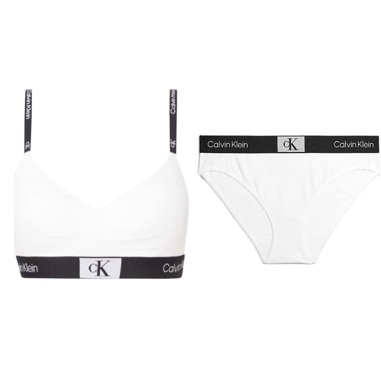 

Calvin Klein Современное Притяжение 1996 Принт Логотипа Беспроводной Треугольный Чашка Комплект Женского Белья Белый QF7218-100+QF7222-110 XS