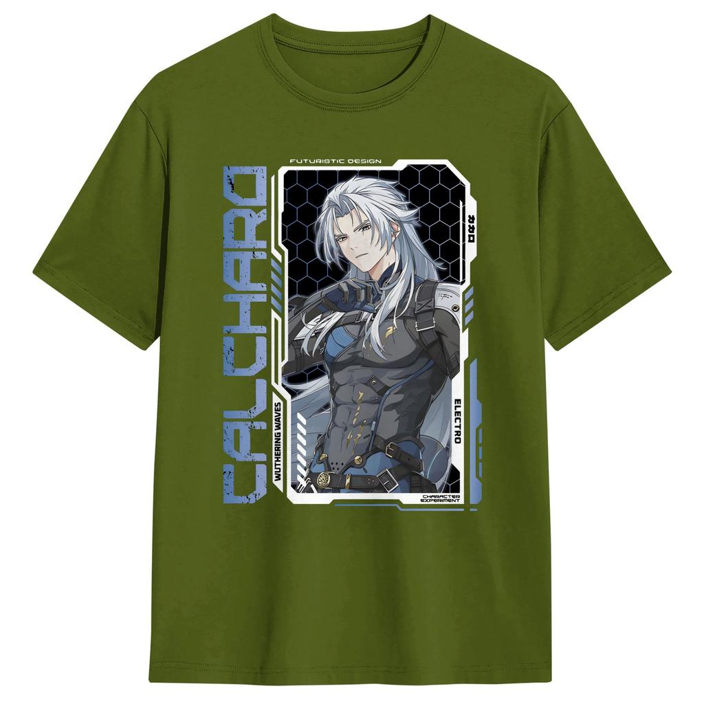 Unisexs Tshirts Wuthering Waves Characters Vintage Cotton Tee Shirt Short Sleeve Calcharo T Shirts Round Collar Clothes Plus Size