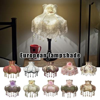 Evropský styl Stínidlo Luxusní Retro Korálková Krajka Květina Ložnice Noční lampa Stojací lampa Nástěnná lampa Kryt proti prachu Domácí dekorace