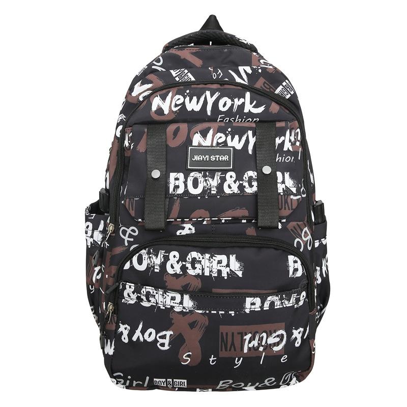Large Capacity Student Backpack Graffiti Print Campus Backpack Men Lightweight Couple Backpack