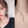 Pearls Bridesmaid Bride Accessories Rhinestone Jewelry Set Necklace Pendant Dangle Earrings