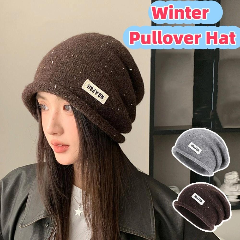 Trendy Wool Beanies Hat Vintage Knitted Hat Fashion Winter Pullover Hat  Outdoor