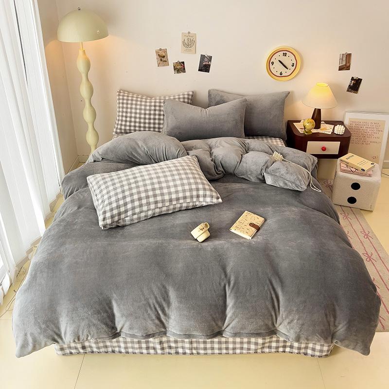 Velvet Duvet Cover Solid Color Quilt Cover Skin-friendly Bedding for Winter Comforter Cover Soft Bed Cover