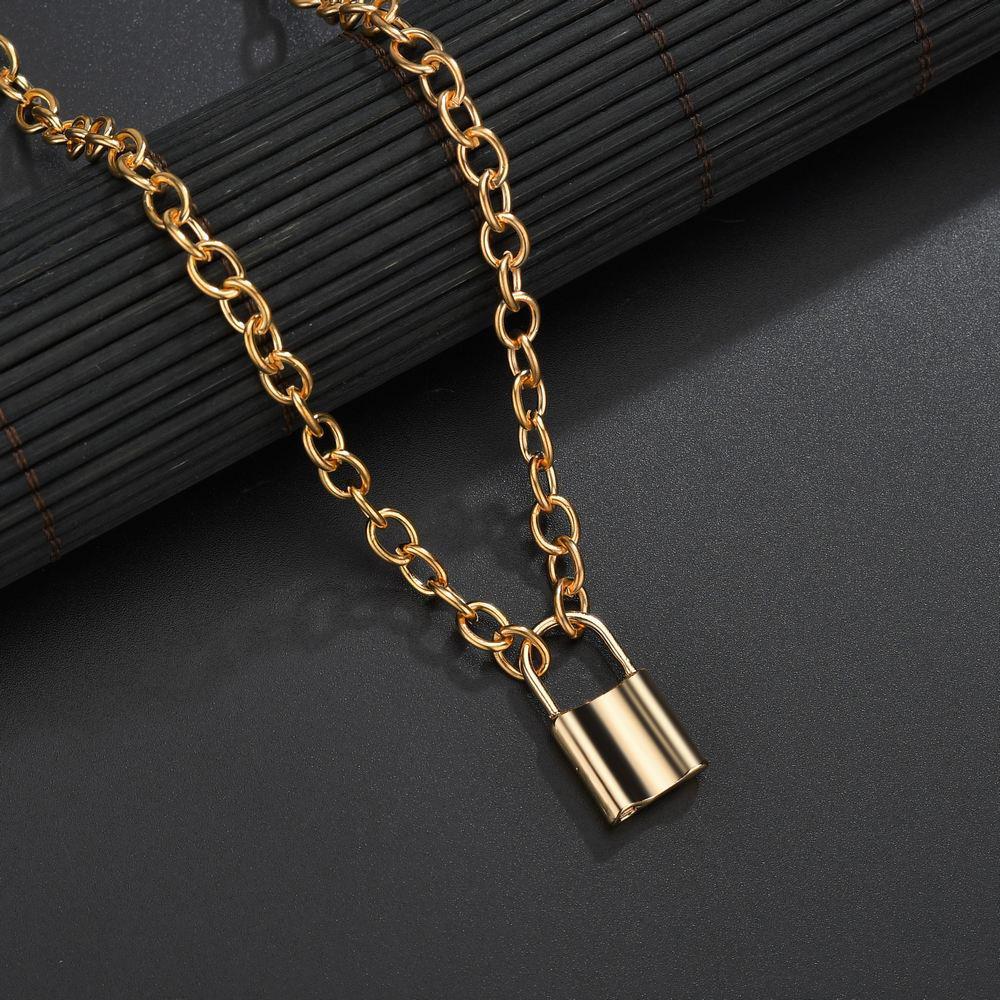 SUMENG 2024 New Fashion Silver Color PadLock Pendant Necklaces Link Chain Lock Femme Collar For Women Men Gifts