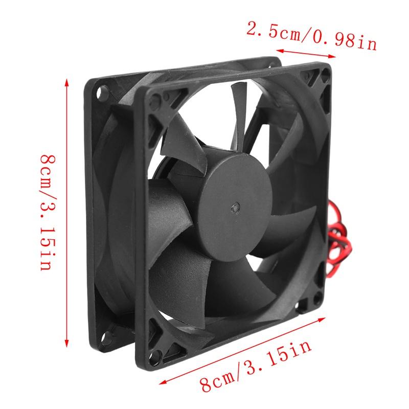 12V 2-stift 80x80x25mm PC Dator CPU-system Kylfläns borstlös kylfläkt 8025
