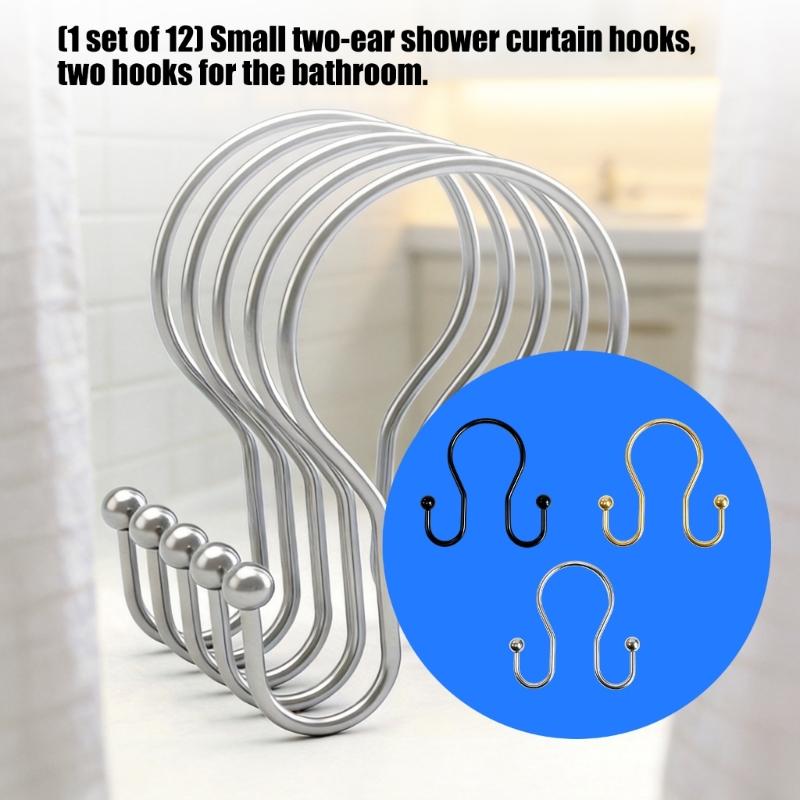 Pack of 12 Sturdy Iron Double Hook Hangers Iron Texture Suitable for Bathroom Curtain and Home Organization