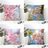 Beautiful Kaido Cherry Blossoms Pillow Case Linen Cushion Covers For Decorative Sofa Home Pillows Case Car Chair Pillows Cases
