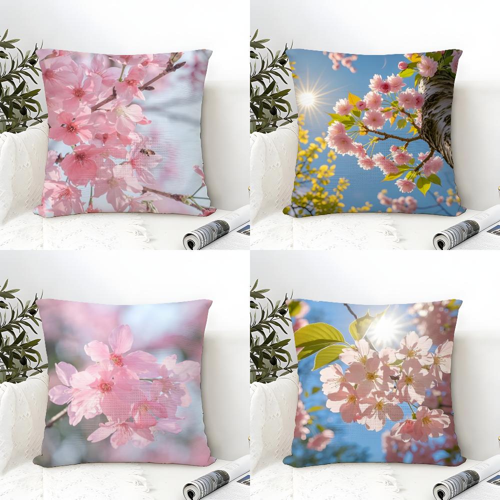 Beautiful Kaido Cherry Blossoms Pillow Case Linen Cushion Covers For Decorative Sofa Home Pillows Case Car Chair Pillows Cases