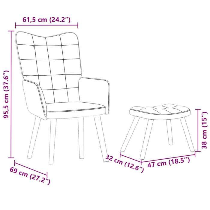 VidaXL Chaise de relaxation avec tabouret Gris clair Velours, chaise, chaise de salon, fauteuil relax, chaise longue, siège 4016821