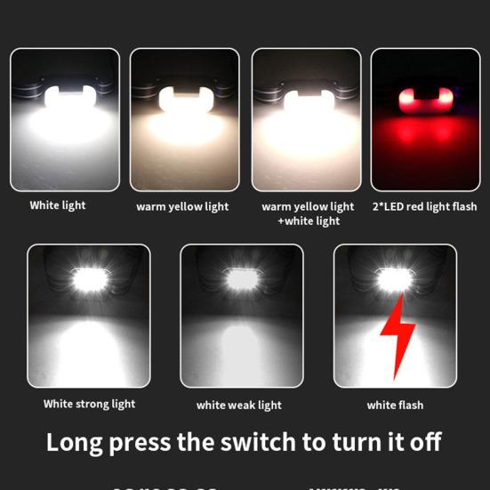 Outdoor LED Headlight 7 Modes 180 Degrees Adjustable IPX4 Waterproof Power Indicator Super Bright Fishing Riding Running Camping Headband Light
