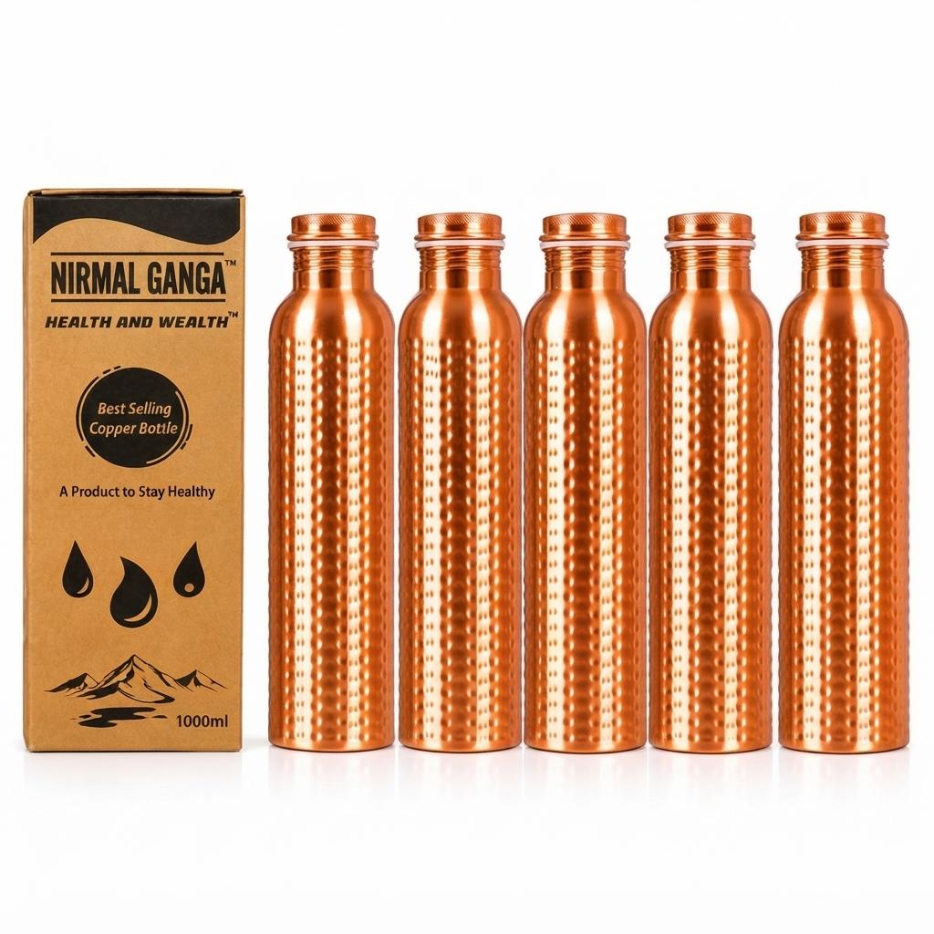 Nirmal Ganga Hammered Copper Bottle 1L