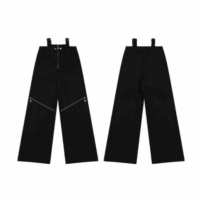 Black Overalls Women Summer Ladies Pants Pockets Elastic Casual Pants Women's Pants  Waist Street Loose Straight Casual Wide Leg Long Pants