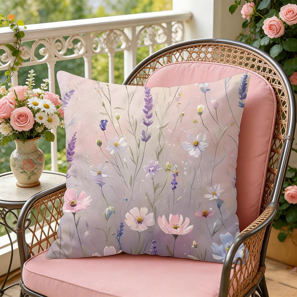 Kleine Blumen Kissenbezug Weicher Plüsch Überwurf Kissenbezug Doppelseitig Dekorativer Kissenbezug Sofa Schlafzimmer Heimdeko