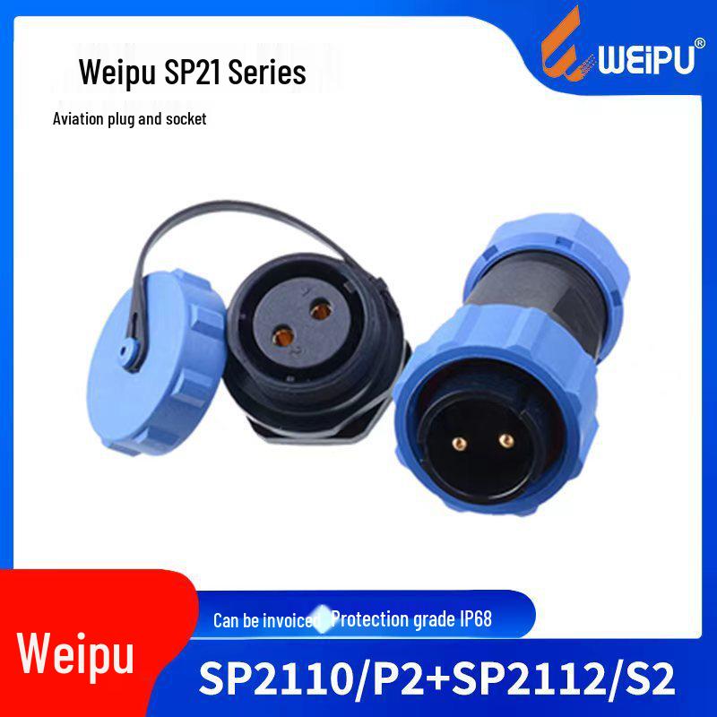 WEIPU SP21 Waterproof Aviation Plug, 2-12 Pin Male Connector with Rear Nut Socket