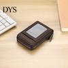 Minimalist Wallet with ID Window Slim Card Wallet, Thin Credit Holder Window, Solid Color Zip Closure Faux Leather Pouch for Cash Cards